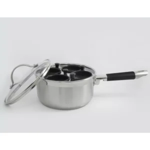 ExcelSteel Professional 4-Cup Egg Poacher Stainless with Silicone Spatula