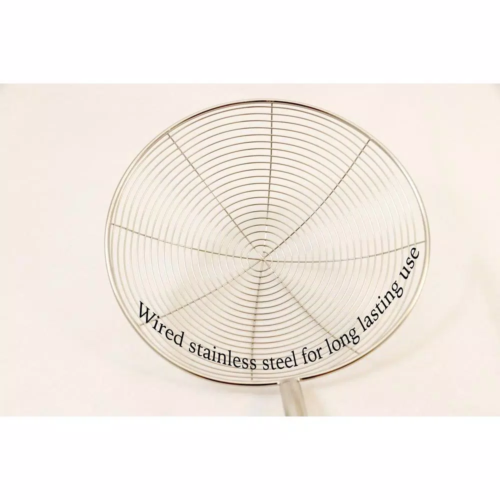 ExcelSteel 6.25 in. Stainless Steel Wire Strainer with Ceramic Rose Handle and Hook