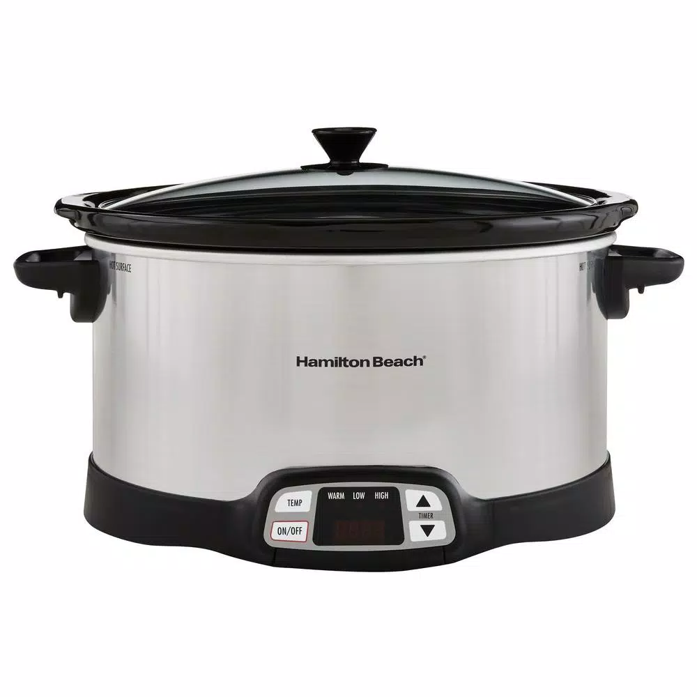 Hamilton Beach 8 Qt. Programmable Stainless Steel Slow Cooker with Built-In Timer and Temperature Settings
