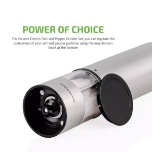 Ovente Stainless Steel with Ceramic Blades Electric Salt and Pepper Grinder Set, 6 AAA Battery Operated