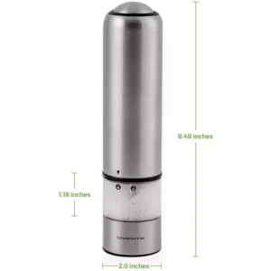 Ovente Stainless Steel with Ceramic Blades Electric Salt and Pepper Grinder Set, 6 AAA Battery Operated