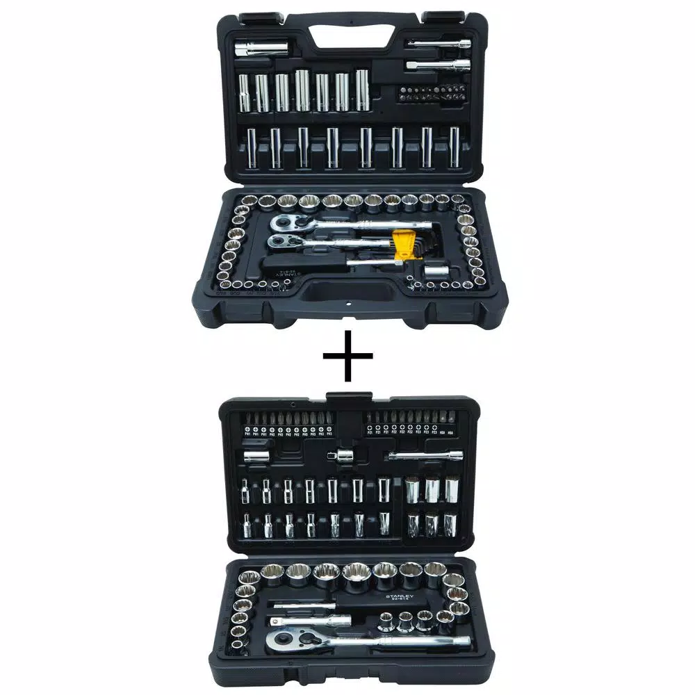 Stanley 1/4 in. & 3/8 in. Drive Full Polish Chrome SAE & Metric Mechanic Tool Set (97-Piece) w/ Bonus Mechanic Tool Set (68pc)