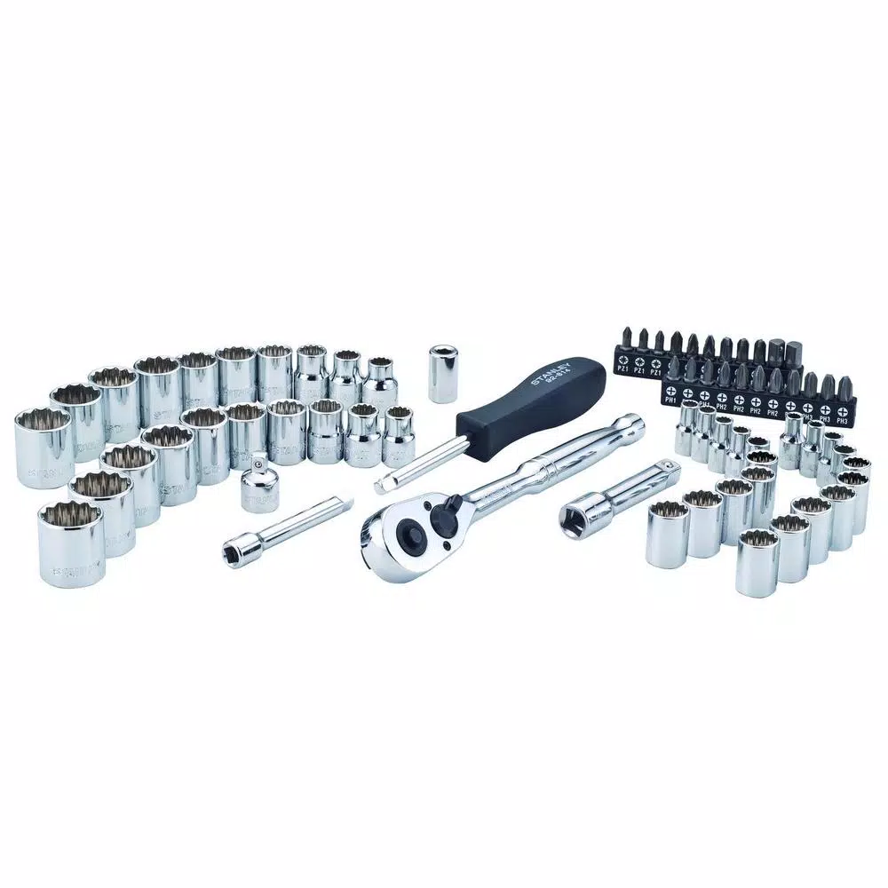 Stanley 1/4 in. & 3/8 in. Drive Full Polish Chrome SAE & Metric Mechanic Tool Set (97-Piece) w/ Bonus Mechanic Tool Set (68pc)