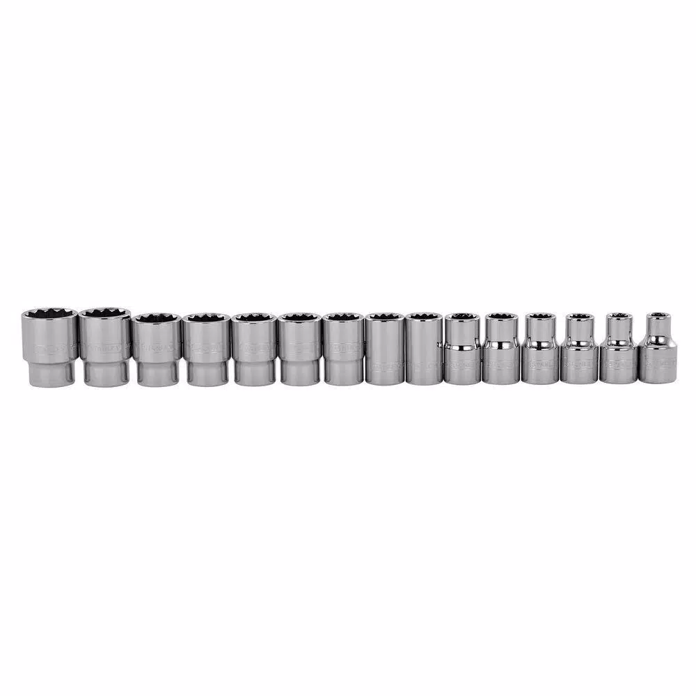 Stanley 1/2 in. Drive Professional Grade 12-Point Metric Socket Set (15-Piece)