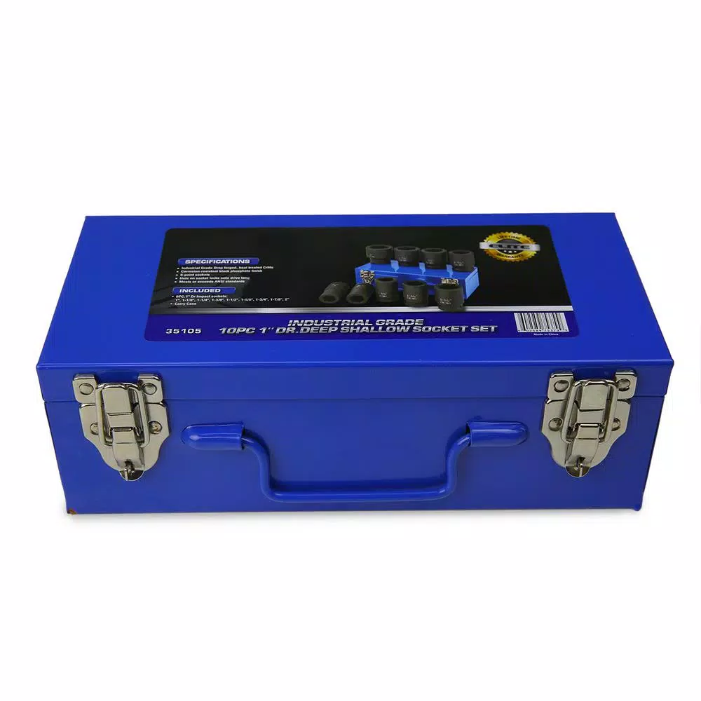 Stark 1 in. Drive Deep Impact Socket Set Cr-Mo 6-Point (1 in. to 2 in.) with Carrying Case (9-Piece)