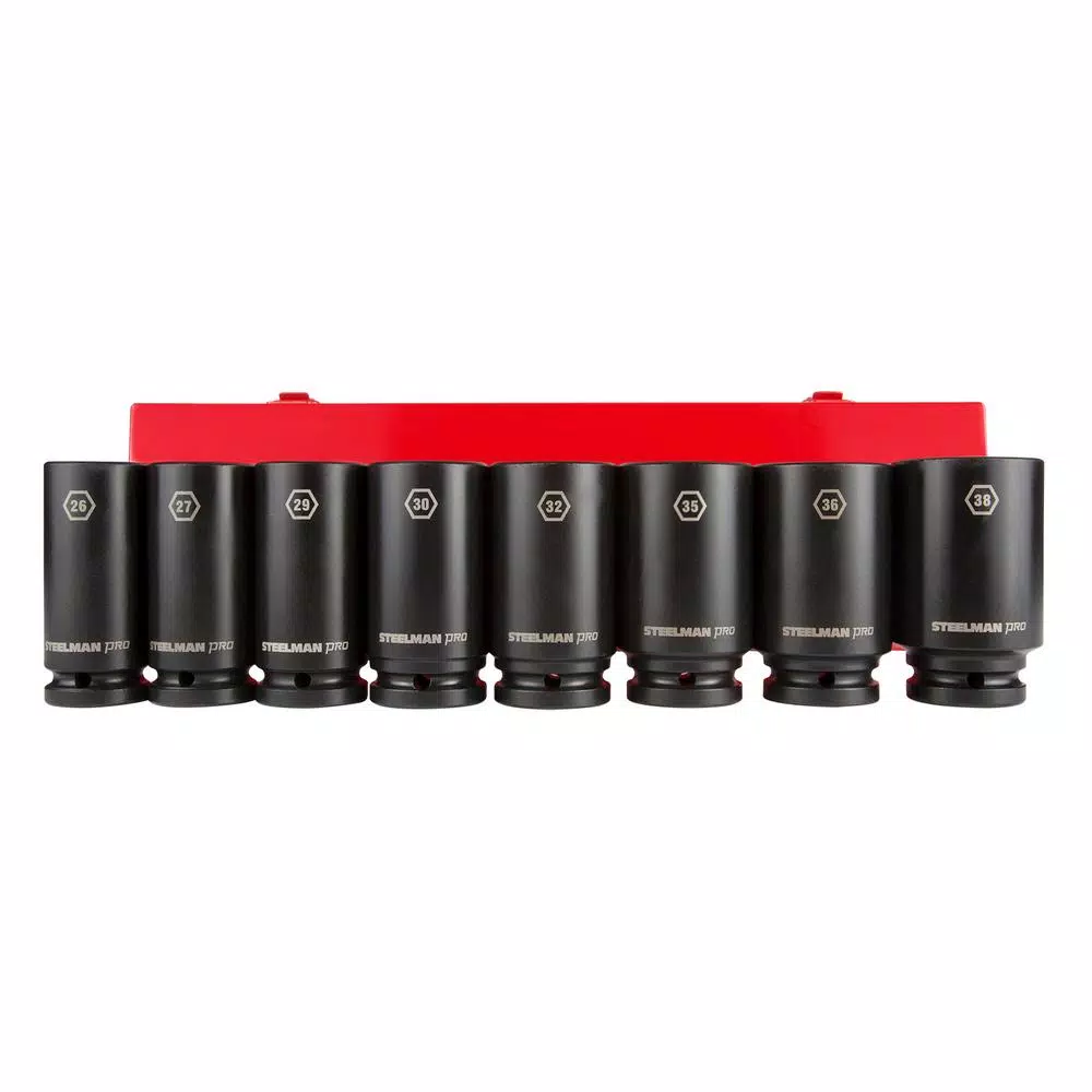 Steelman 3/4 in. Drive 6-Point Metric Deep Socket Impact Set (8-Piece)
