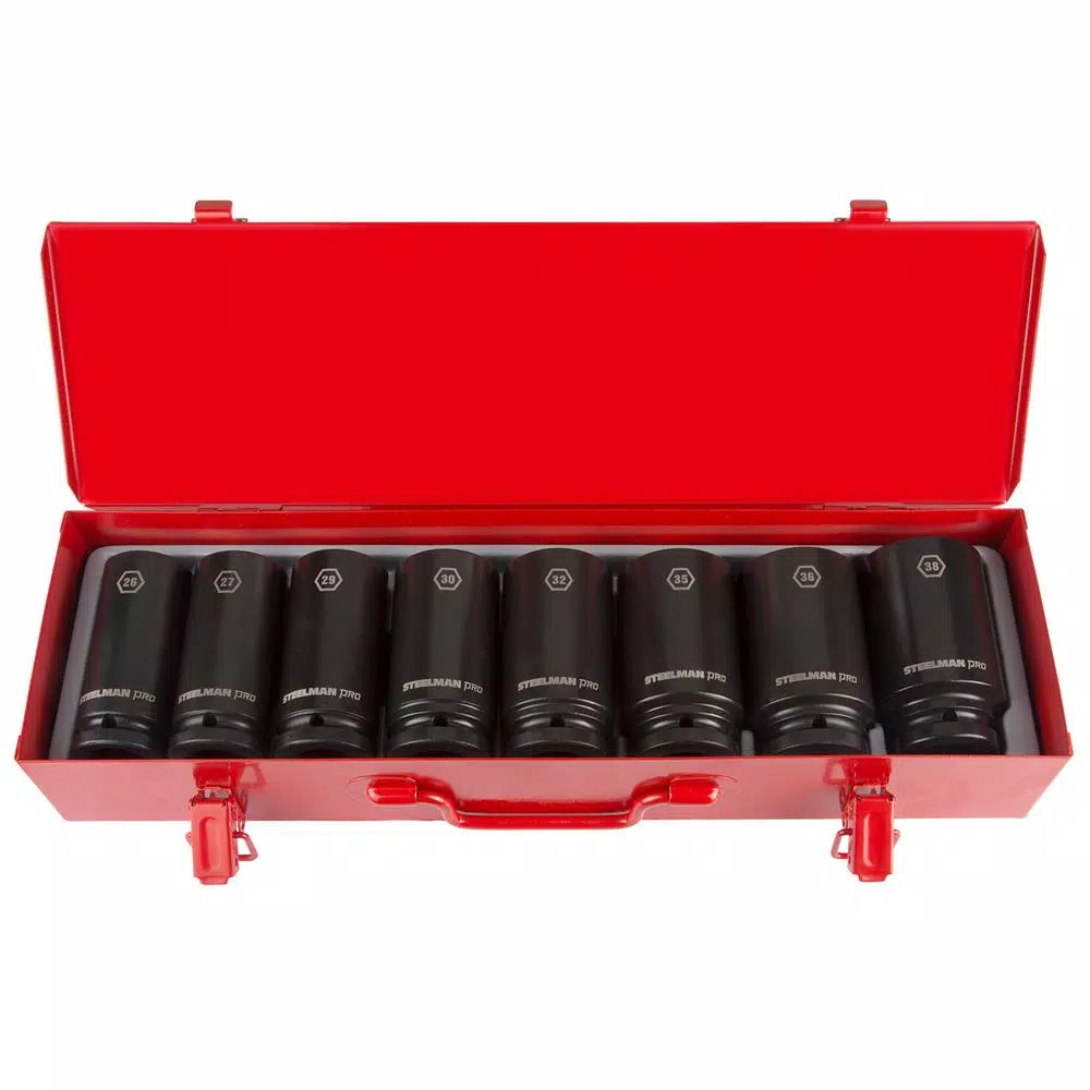 Steelman 3/4 in. Drive 6-Point Metric Deep Socket Impact Set (8-Piece)