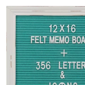 Stonebriar Collection Turquoise Felt Memo Board with White Wash Wooden