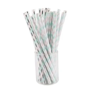 Sugar Plum Party 50-Piece Blue and Pink Assorted Disposable Cocktail Paper Straws