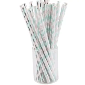 Sugar Plum Party 50-Piece Blue and Pink Assorted Disposable Cocktail Paper Straws