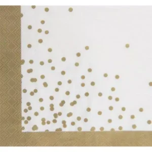 Sugar Plum Party 32-Piece Gold and White Disposable Assorted Cocktail Paper Napkin