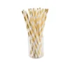 Sugar Plum Party 50-Piece Glam Gold and White Assorted Disposable Paper Straw