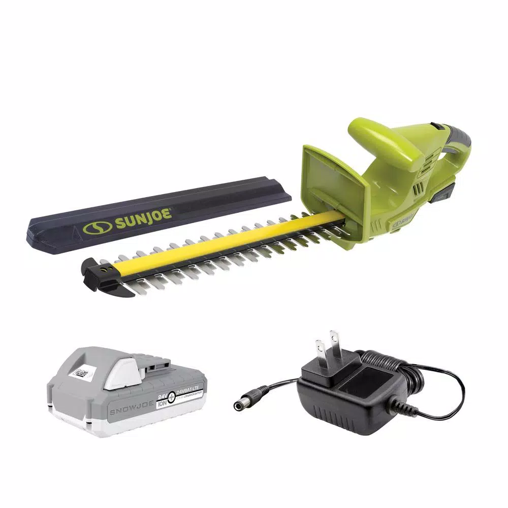 Sun Joe 18 in. 24-Volt Cordless Electric Handheld Hedge Trimmer Kit with 2.0 Ah Battery plus Charger