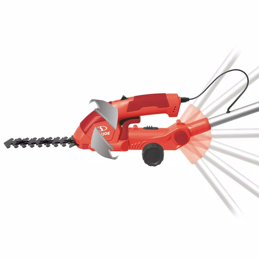 Sun Joe 7.2-Volt 2-in-1 Cordless Grass Shear and Hedge Trimmer with Extension Pole in Red