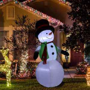 Sunnydaze Decor 6.8 ft. Holly Jolly Snowman Outdoor Inflatable Decoration