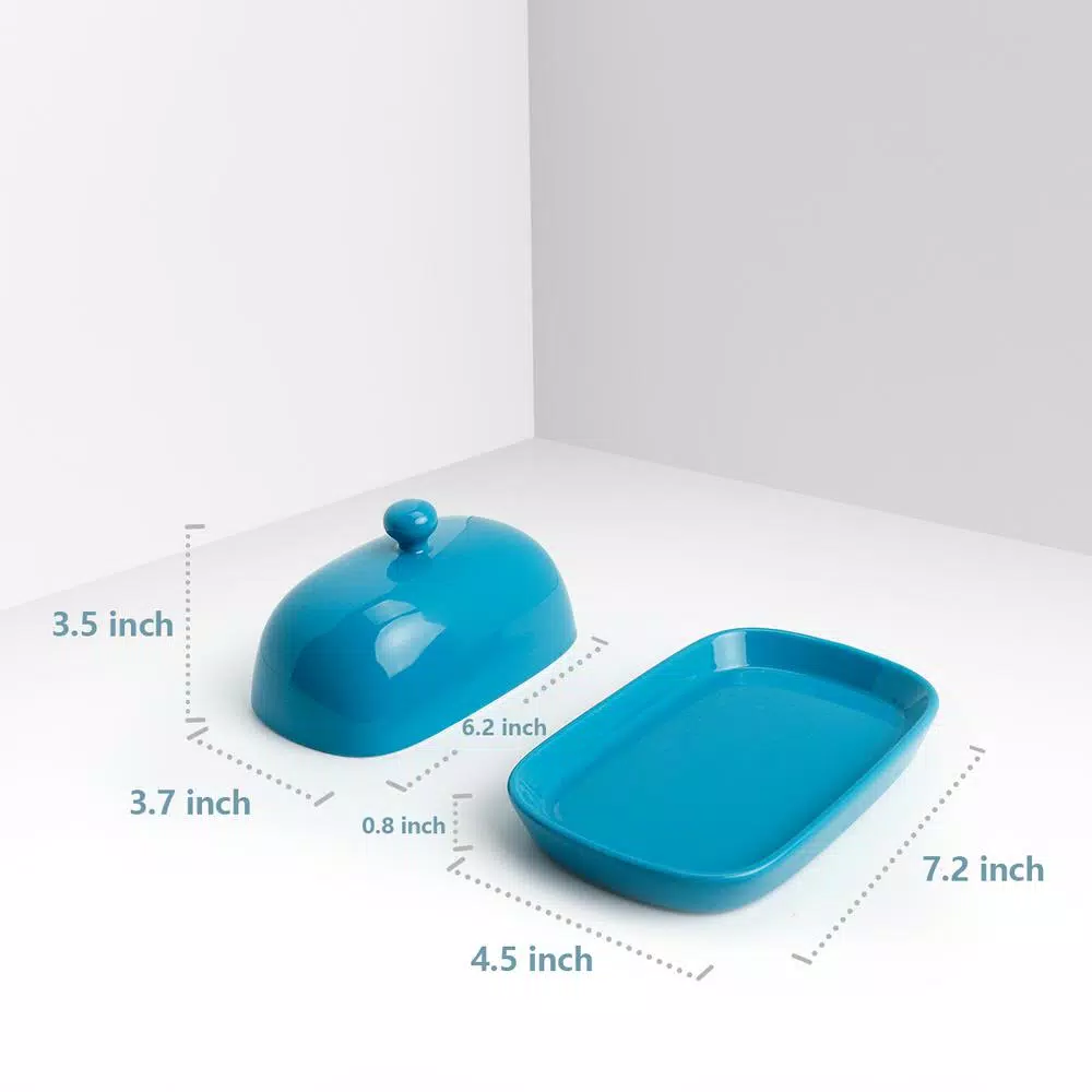 Sweese Porcelain Cute Butter Dish with Lid - Steel Blue, Set of 1