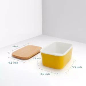Sweese Large Butter Dish with Beech Wooden Lid - Yellow, Set of 1