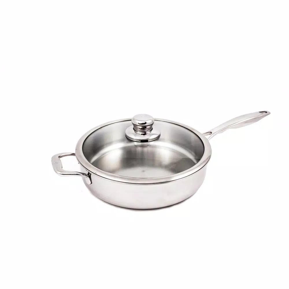 Swiss Diamond Premium Clad 4.2 qt. Stainless Steel Saute Pan with Glass Lid
