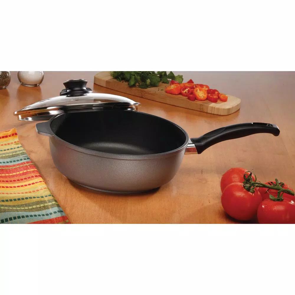 Swiss Diamond Swiss Titan 3.2 qt. Titanium Nonstick Saute Pan in Gray with Glass Lid