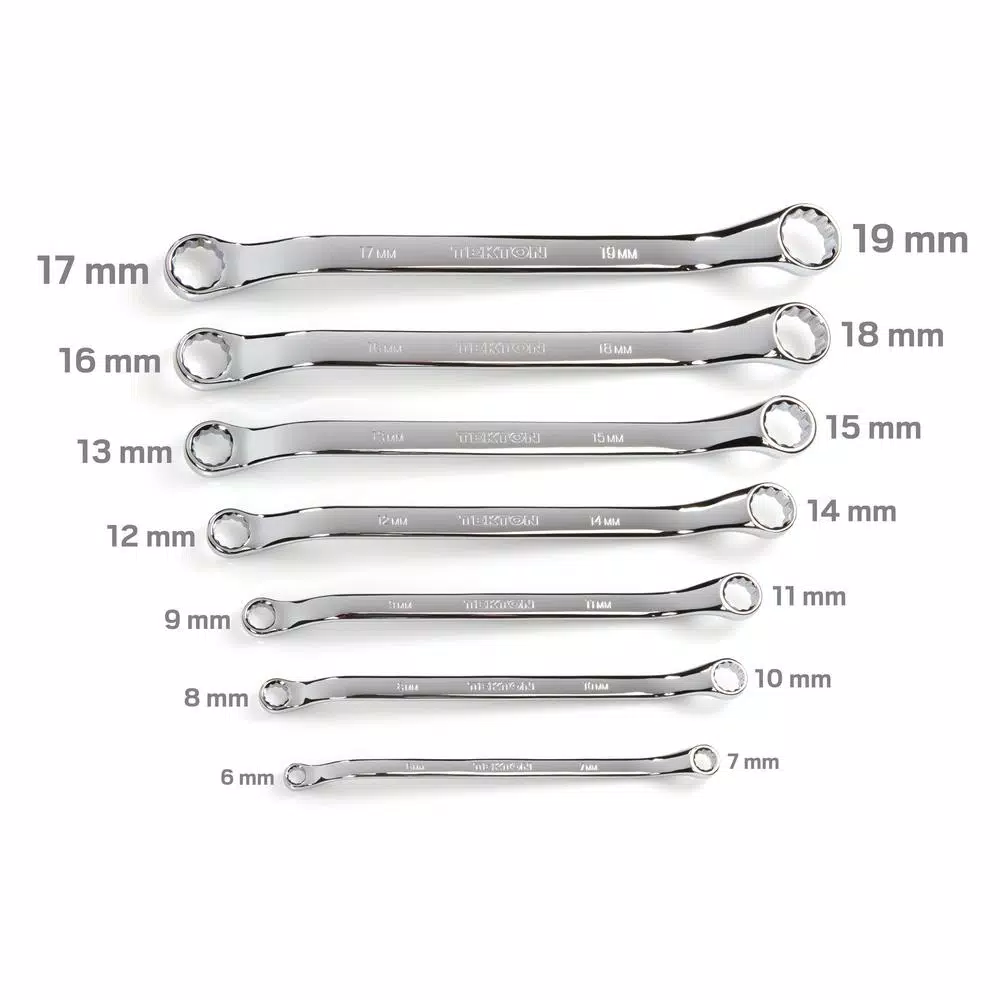 TEKTON 6-19 mm 45° Offset Box End Wrench Set with Pouch (7-Piece)