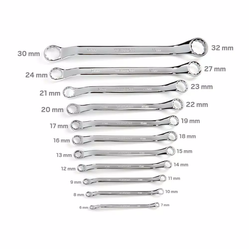 TEKTON 6-32 mm 45° Offset Box End Wrench Set with Pouch (11-Piece)