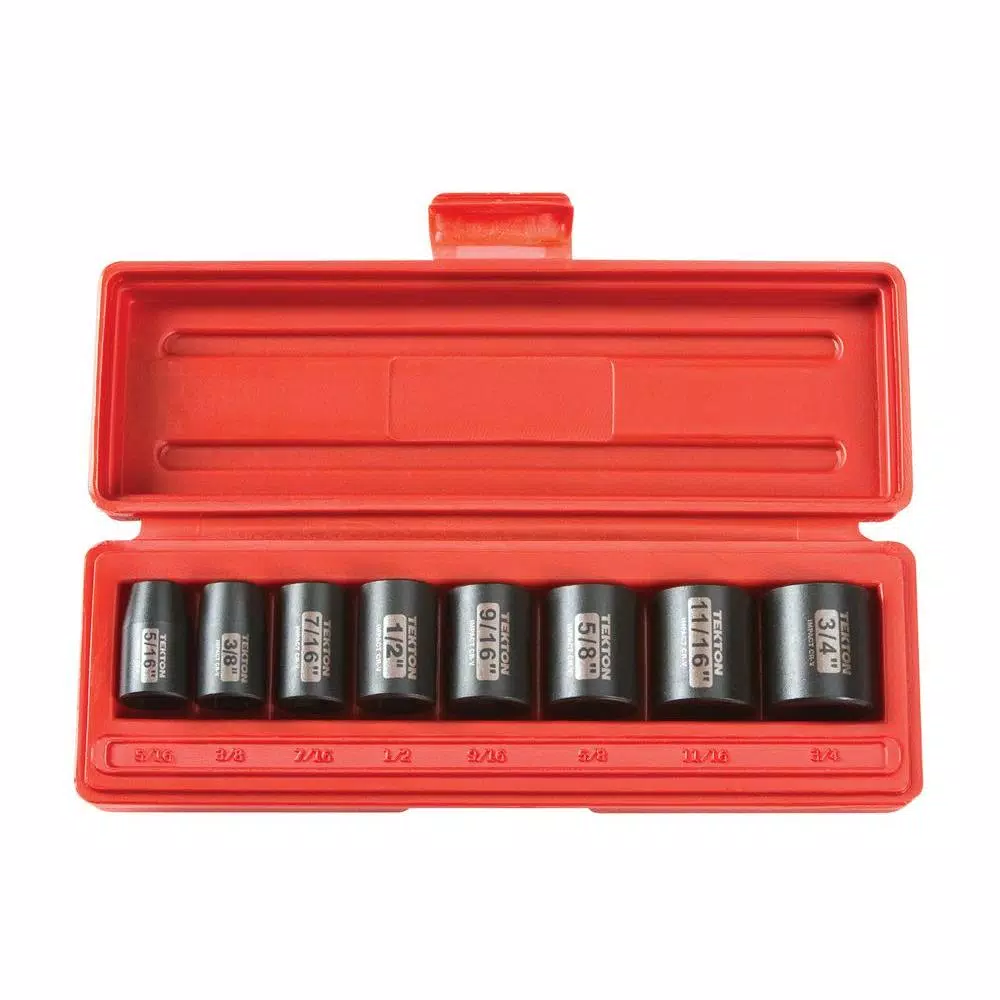 TEKTON 3/8 in. Drive 5/16-3/4 in. 6-Point Shallow Impact Socket Set