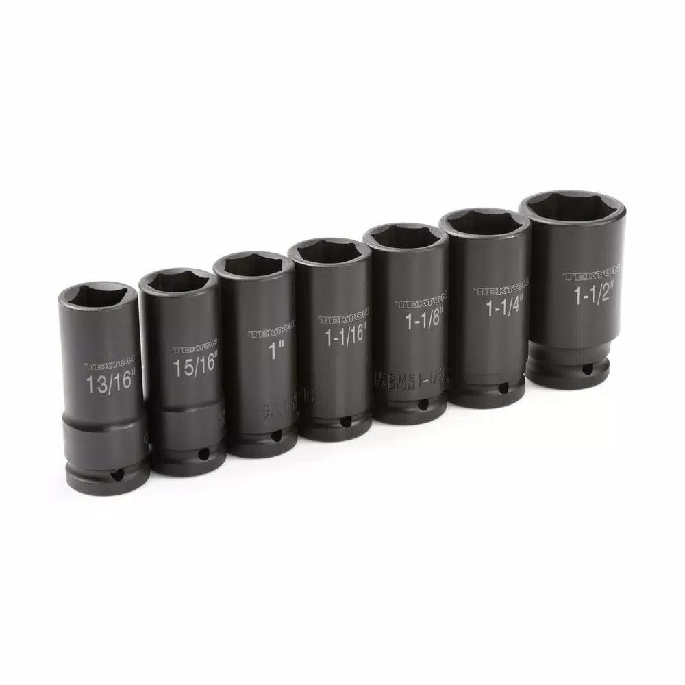 TEKTON 3/4 in. Drive 13/16 - 1-1/2 in. 6-Point Deep Impact Socket Set