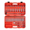 TEKTON 1/2 in. Drive 6-Point Socket and Ratchet Set 3/8 in. to 1 in., 10 mm to 24 mm (58-Piece)