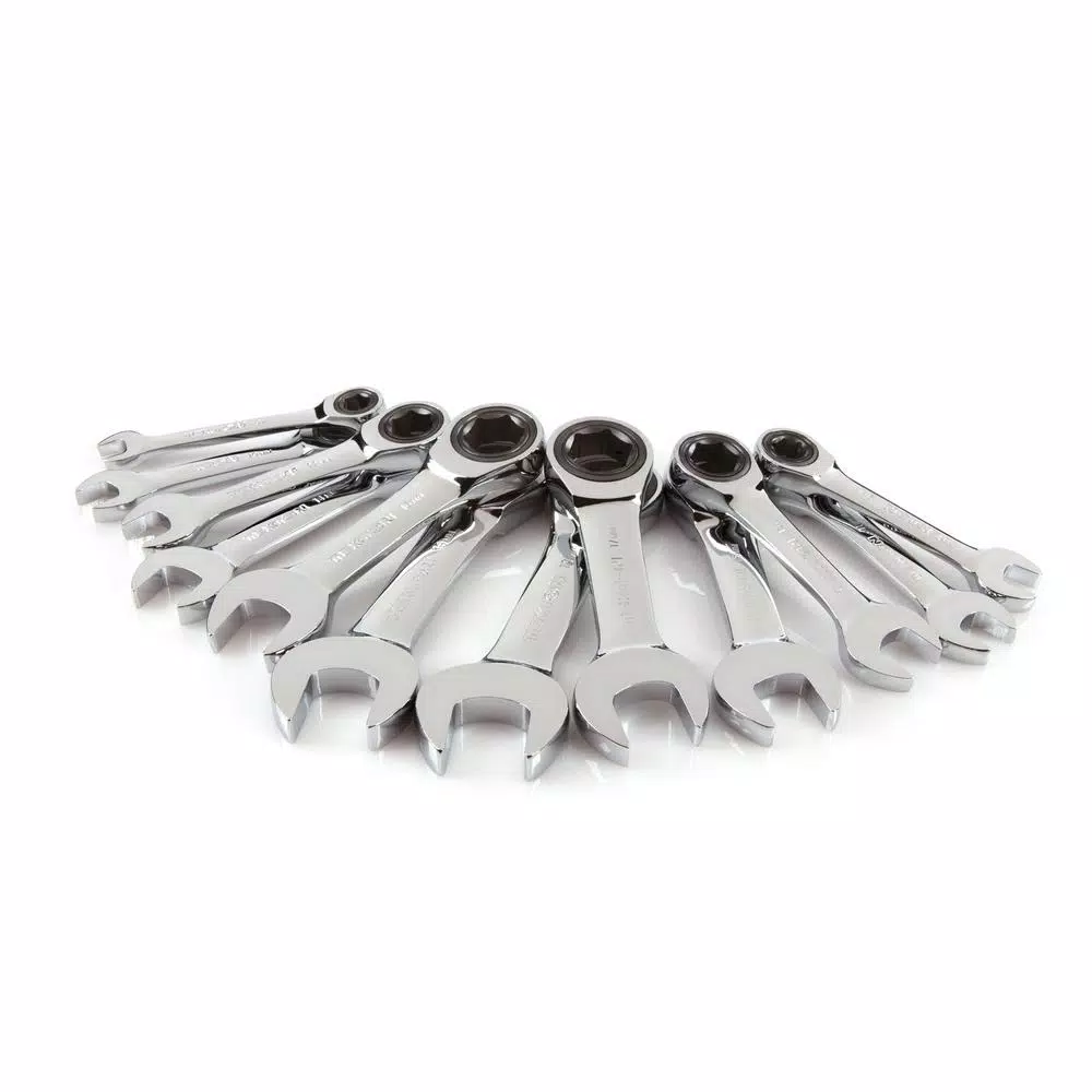TEKTON 8-19 mm Stubby Ratcheting Combination Wrench Set (12-Piece)