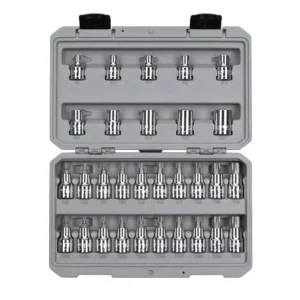 TEKTON 1/2 Inch Drive Torx/TR Torx Bit & External Star Socket Set, 30-Piece (T20-T60, TR20-TR60, E8-E24)