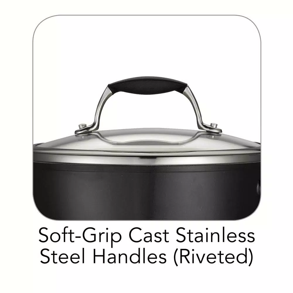 Tramontina Gourmet Ceramica Deluxe 3 qt. Aluminum Ceramic Nonstick Sauce Pan in Metallic Black with Glass Lid