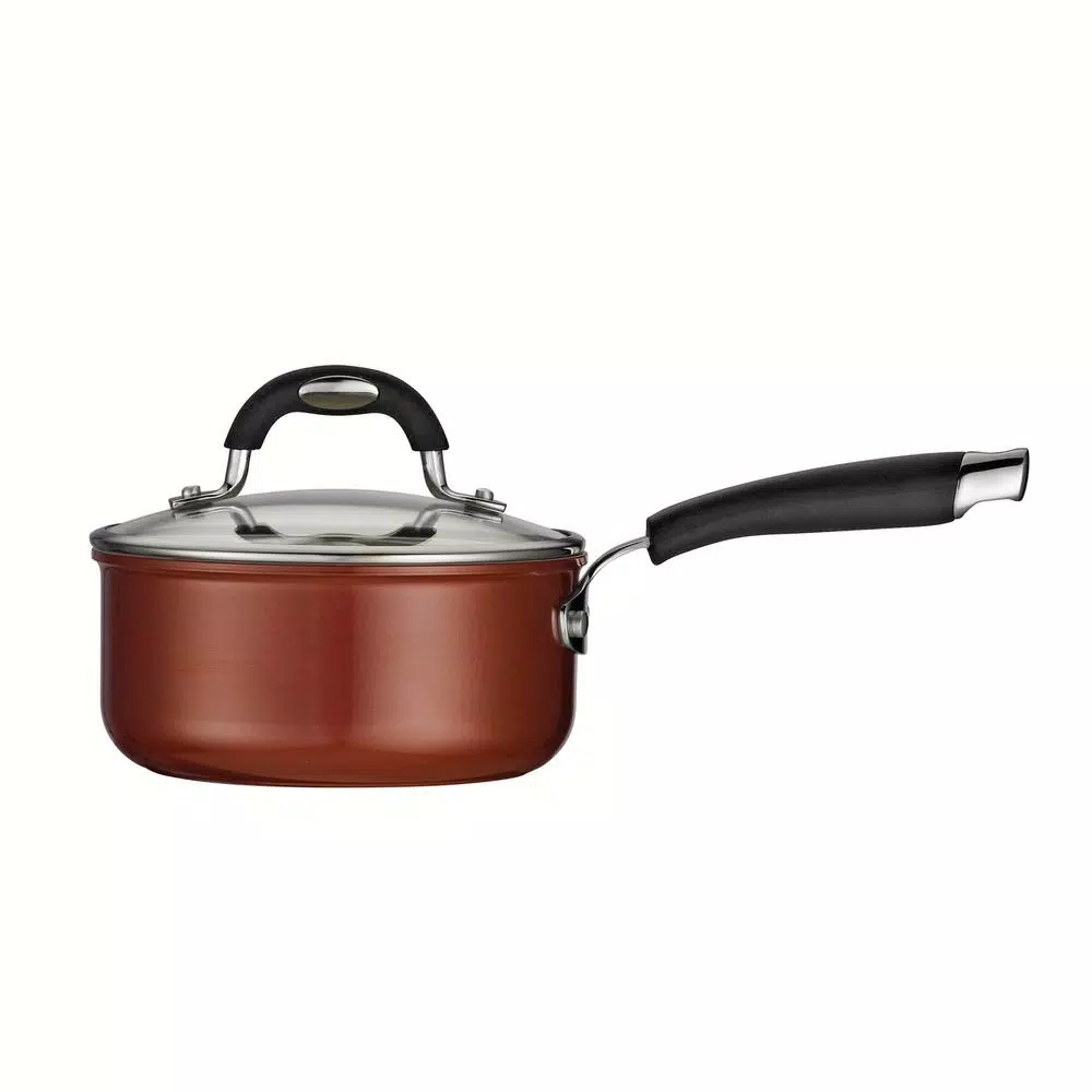 Tramontina Style Ceramica 1.5 qt. Aluminum Ceramic Nonstick Sauce Pan in Copper with Glass Lid