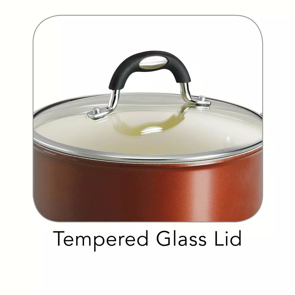 Tramontina Style Ceramica 3 qt. Aluminum Ceramic Nonstick Sauce Pan in Copper with Glass Lid
