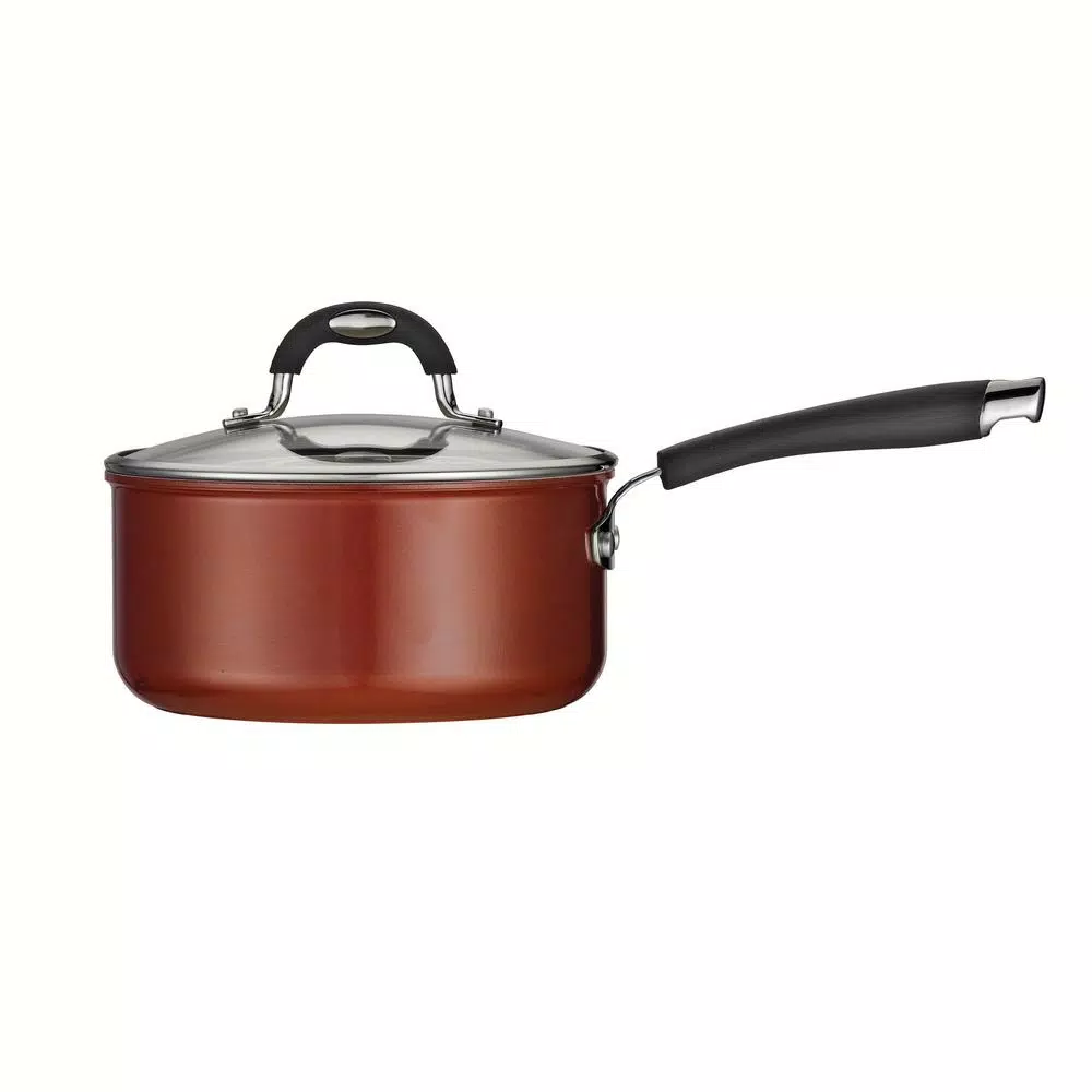 Tramontina Style Ceramica 3 qt. Aluminum Ceramic Nonstick Sauce Pan in Copper with Glass Lid