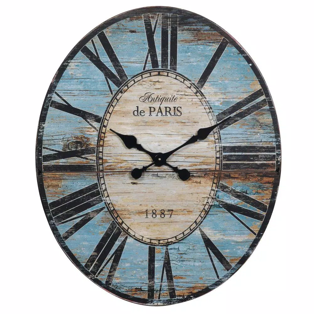 3R Studios Turquoise Oval Wood Wall Clock
