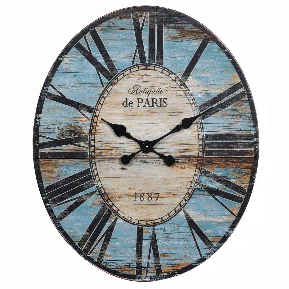 3R Studios Turquoise Oval Wood Wall Clock
