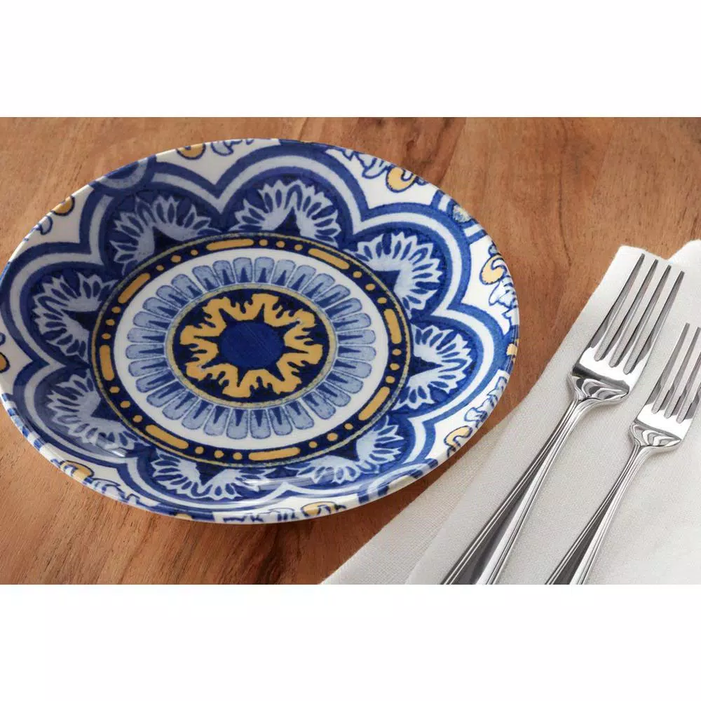 Home Decorators Collection Lisbon 4-Piece Twilight Blue and Mustard Yellow Salad Plate Set (Service for 4)