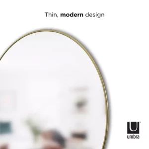 Umbra Hub Round Contemporary Mirror Brass (34 in. H x 34 in. W)