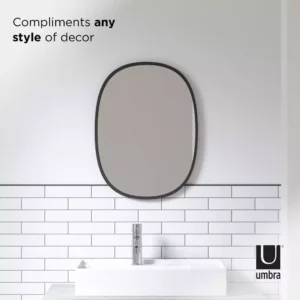 Umbra Hub 24 in. H x 18 in. W Modern Oval Modern framed Mirror Black