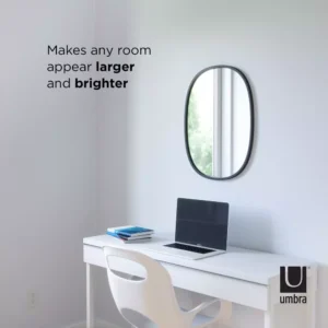 Umbra Hub 24 in. H x 18 in. W Modern Oval Modern framed Mirror Black