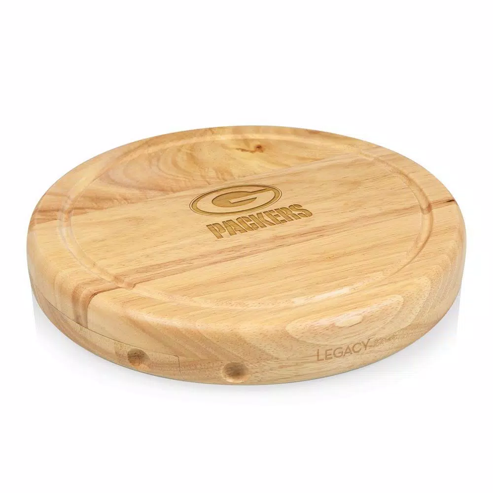 TOSCANA Green Bay Packers Circo Wood Cheese Board Set with Tools