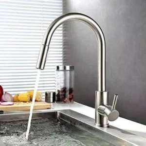 Vanity Art 16.7 in. Single-Handle Pull-Down Sprayer Kitchen Faucet in Brushed Nickel