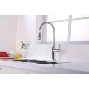 Vanity Art 8.27 in. Single-Handle Pull-Down Sprayer Kitchen Faucet in Brushed Nickel