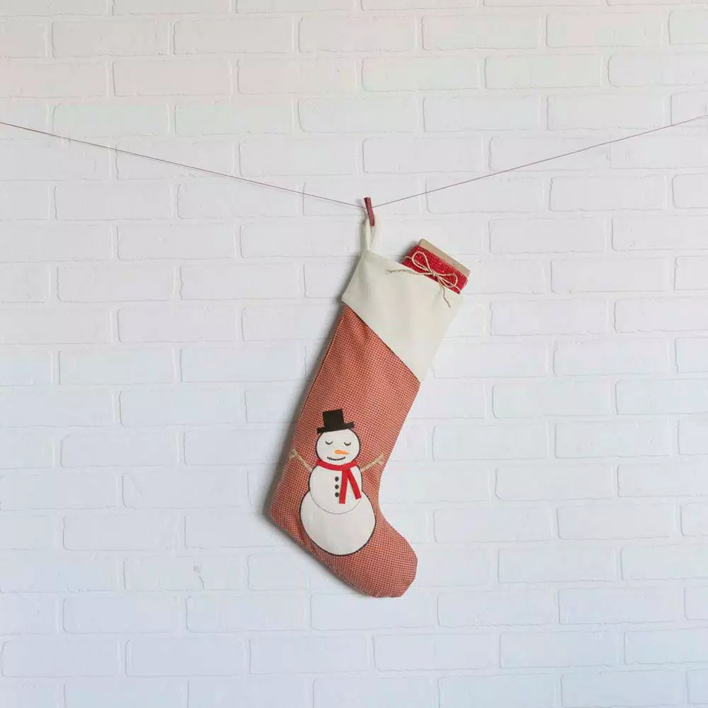 VHC Brands 20 in. Let It Snow Apple Red Farmhouse Christmas Decor Stocking