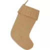 VHC Brands 15 in. 100% Cotton Natural Festive Burlap Farmhouse Christmas Decor Ruffled Stocking
