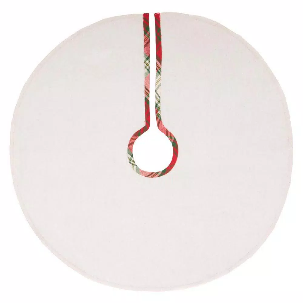 VHC Brands 21 in. HO Holiday Cherry Red Farmhouse Christmas Decor Mini Tree Skirt