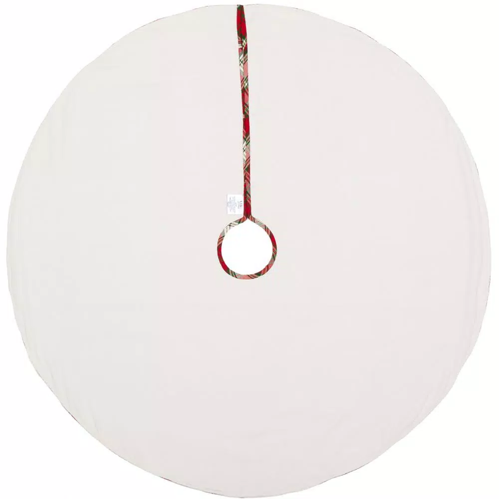 VHC Brands 48 in. Holiday Cherry Red Farmhouse Christmas Decor Tree Skirt