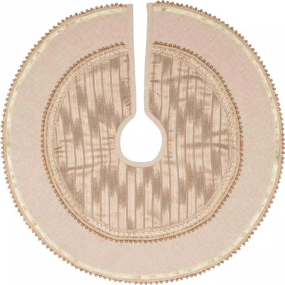 VHC Brands 21 in. Celebrate Bronze Tan Glam Christmas Decor Mini Tree Skirt