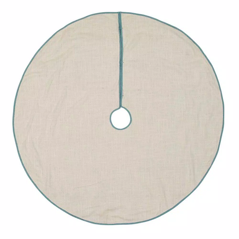 VHC Brands 55 in. Sanbourne Creme White Coastal Christmas Decor Tree Skirt