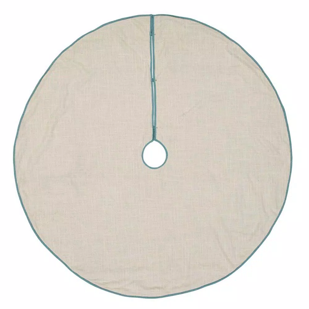 VHC Brands 60 in. Sanbourne Creme White Coastal Christmas Decor Tree Skirt
